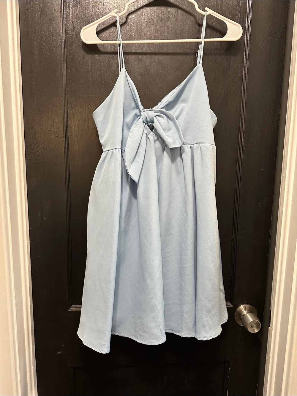 TCEC Light Blue Tie-Front Spaghetti Strap Dress
